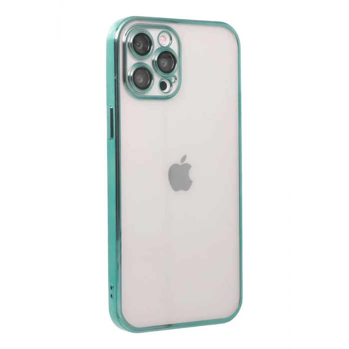 Newface Apple iPhone 12 Pro Max Kılıf Razer Lensli Silikon - Yeşil
