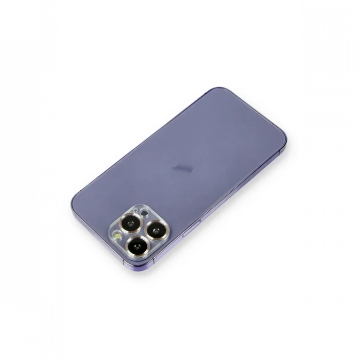 Newface Apple iPhone 12 Pro Max Metal Kamera Lens Koruma Cam - Gold