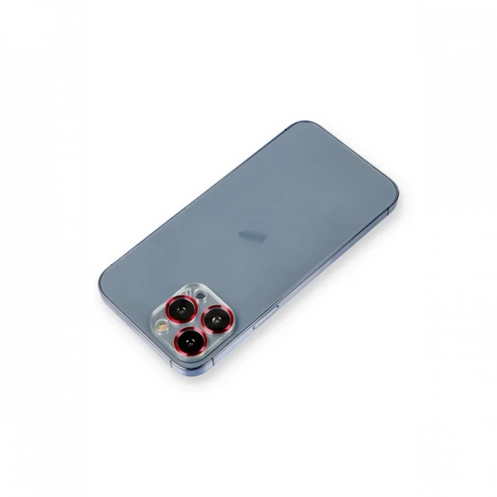 Newface Apple iPhone 12 Pro Max Metal Kamera Lens Koruma Cam - Kırmızı