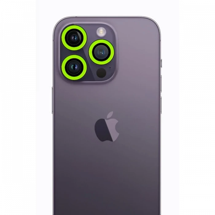 Newface Apple iPhone 12 Pro Max Neon Fosforlu Kamera Lens - Yeşil