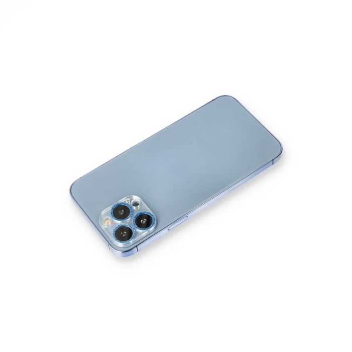 Newface Apple iPhone 12 Pro Max Shine Kamera Lens Koruma Cam - Mavi