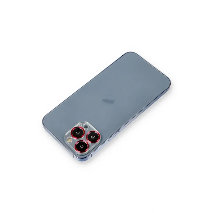 Newface Apple iPhone 12 Pro Metal Kamera Lens Koruma Cam - Kırmızı