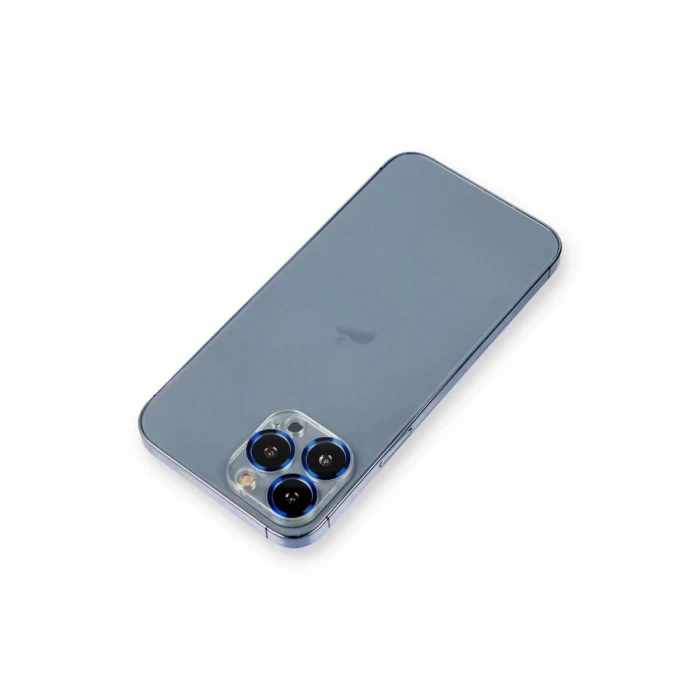 Newface Apple iPhone 12 Pro Metal Kamera Lens Koruma Cam - Mavi