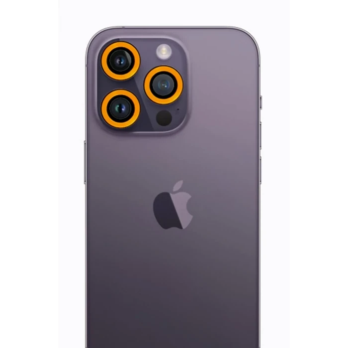 Newface Apple iPhone 12 Pro Neon Fosforlu Kamera Lens - Sarı