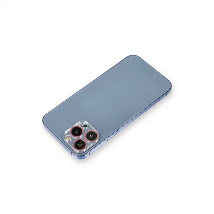Newface Apple iPhone 12 Pro Shine Kamera Lens Koruma Cam - Pembe