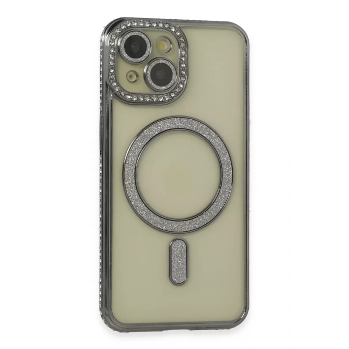 Newface Apple iPhone 13 Kılıf Joke Simli Magneticsafe Kılıf - Gri