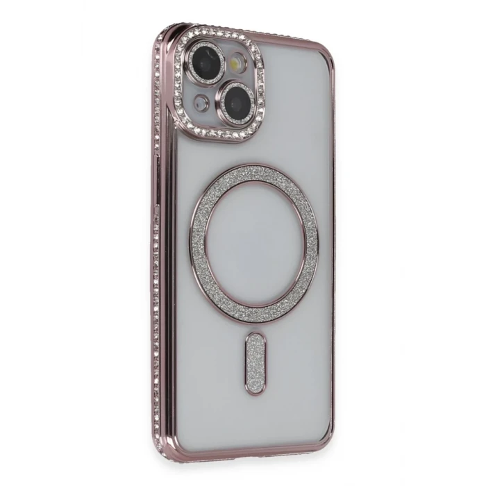 Newface Apple iPhone 13 Kılıf Joke Simli Magneticsafe Kılıf - Pembe