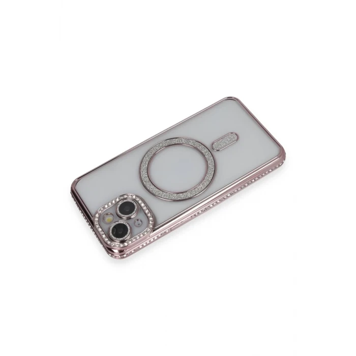 Newface Apple iPhone 13 Kılıf Joke Simli Magneticsafe Kılıf - Pembe