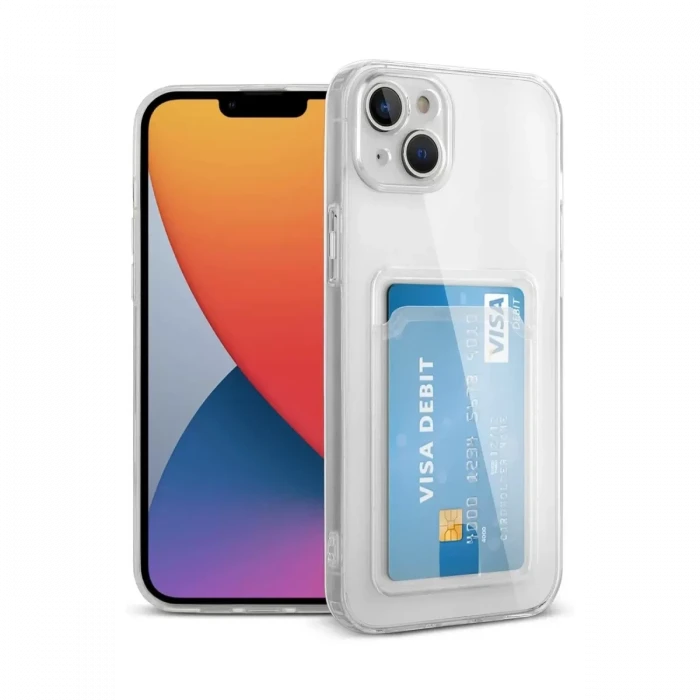 Newface Apple iPhone 13 Kılıf Kart Şeffaf Silikon - Şeffaf