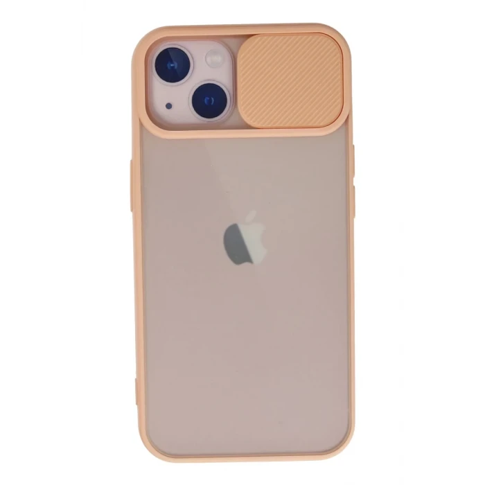 Newface Apple iPhone 13 Kılıf Palm Buzlu Kamera Sürgülü Silikon - Pembe