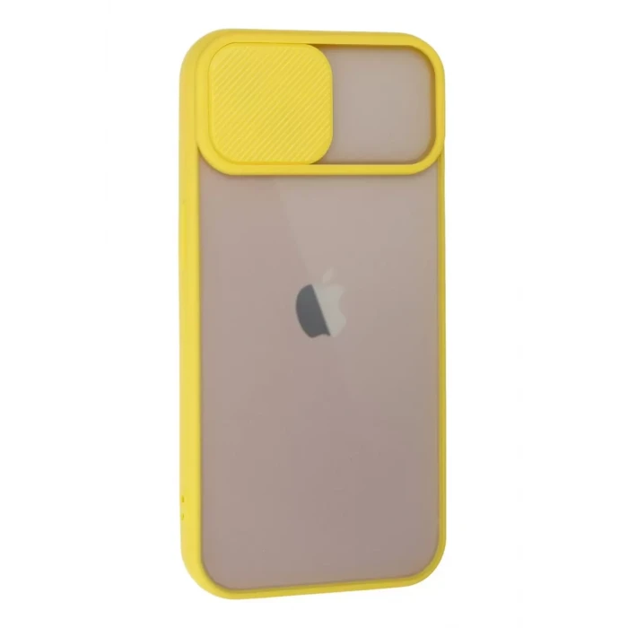Newface Apple iPhone 13 Kılıf Palm Buzlu Kamera Sürgülü Silikon - Sarı