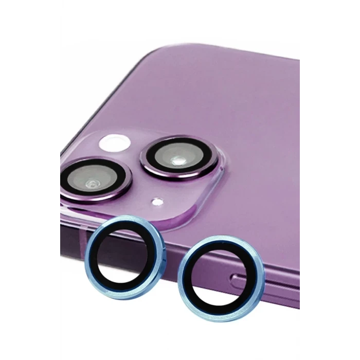 Newface Apple iPhone 13 Mini Raze Metal Kamera Lens - Mavi
