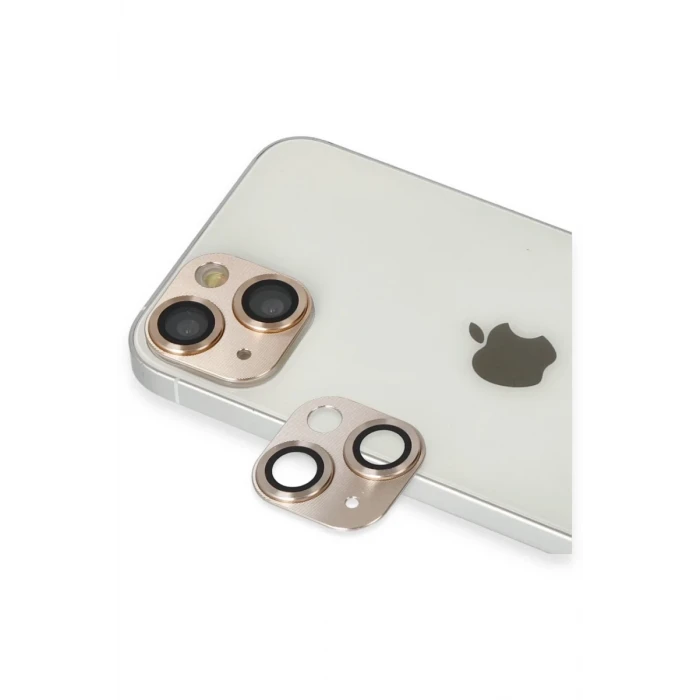 Newface Apple iPhone 13 Pers Alüminyum Kamera Lens - Gold