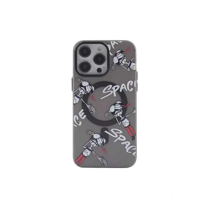 Newface Apple iPhone 13 Pro Kılıf Apollo Magneticsafe Desenli Kapak - Apollo Siyah - 3