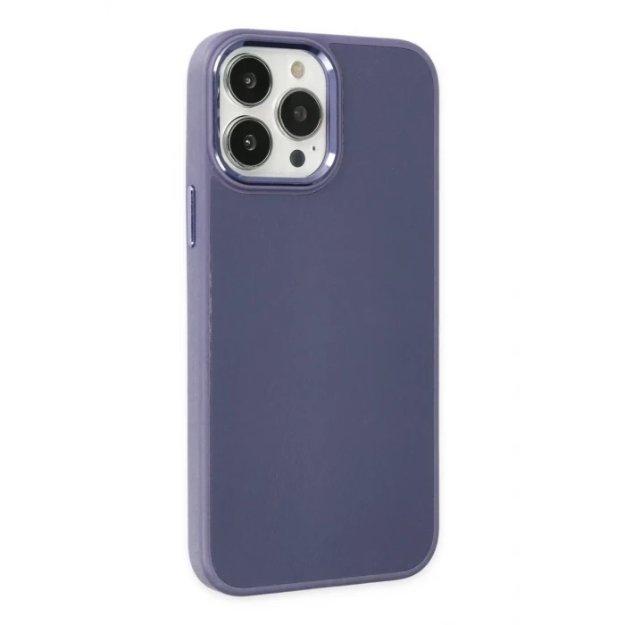 Newface Apple iPhone 13 Pro Kılıf Asya Deri Silikon - Mor