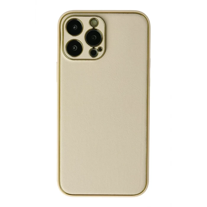 Newface Apple iPhone 13 Pro Kılıf Coco Deri Silikon Kapak - Gold