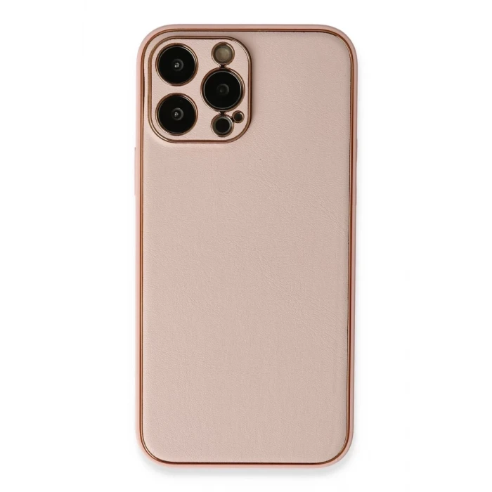 Newface Apple iPhone 13 Pro Kılıf Coco Deri Silikon Kapak - Pembe