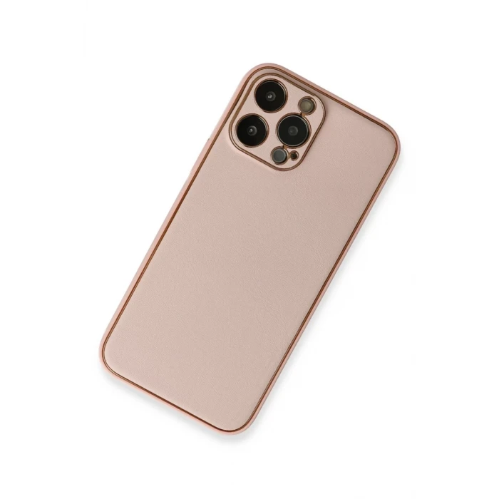 Newface Apple iPhone 13 Pro Kılıf Coco Deri Silikon Kapak - Pembe