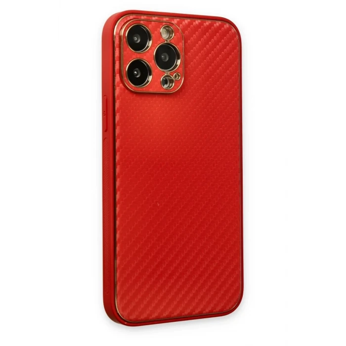 Newface Apple iPhone 13 Pro Kılıf Coco Karbon Silikon - Kırmızı