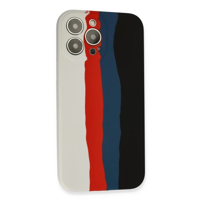 Newface Apple iPhone 13 Pro Kılıf Ebruli Lansman Silikon - Beyaz-Siyah