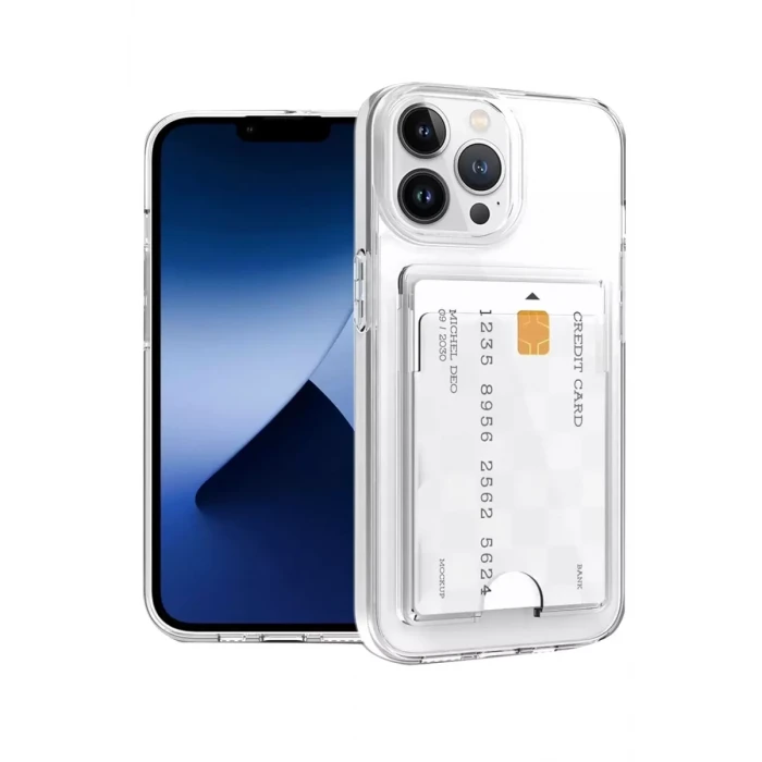 Newface Apple iPhone 13 Pro Kılıf Kart Şeffaf Silikon - Şeffaf