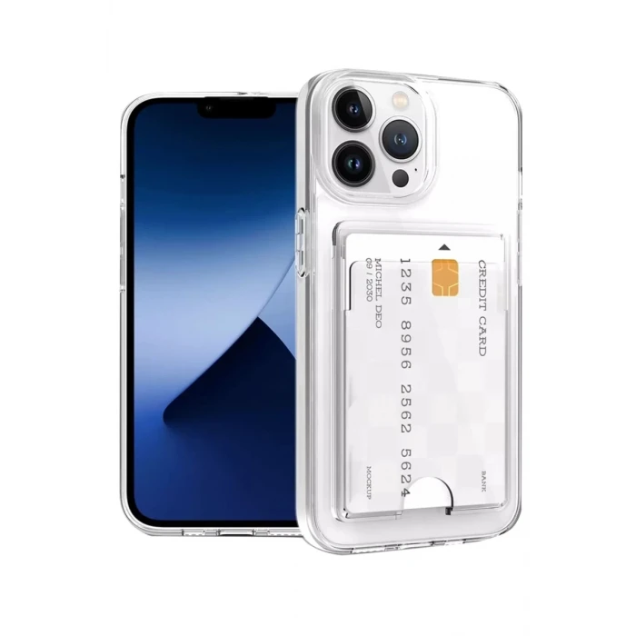 Newface Apple iPhone 13 Pro Kılıf Kart Şeffaf Silikon - Şeffaf