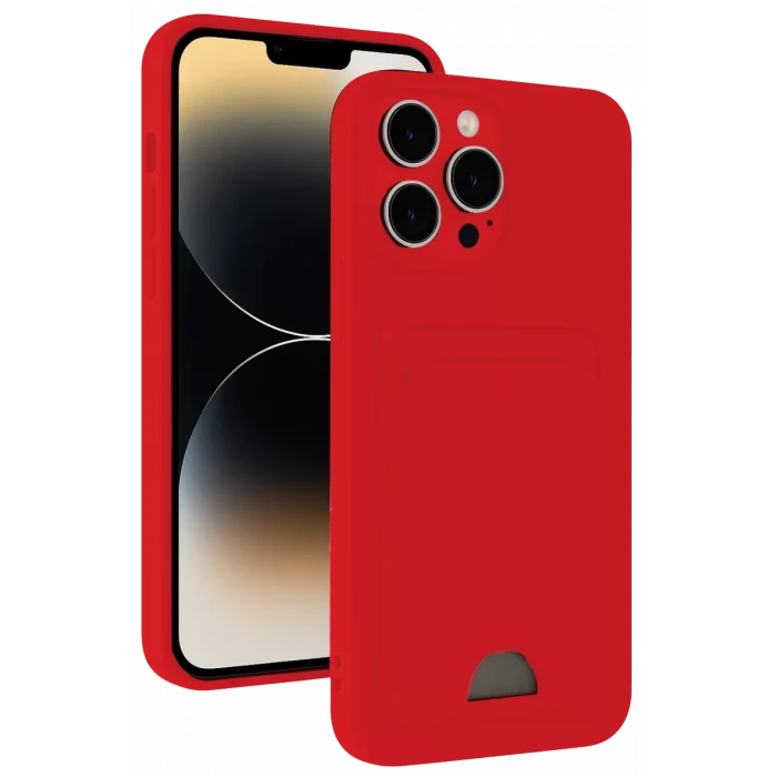Newface Apple iPhone 13 Pro Kılıf Kelvin Kartvizitli Silikon - Kırmızı