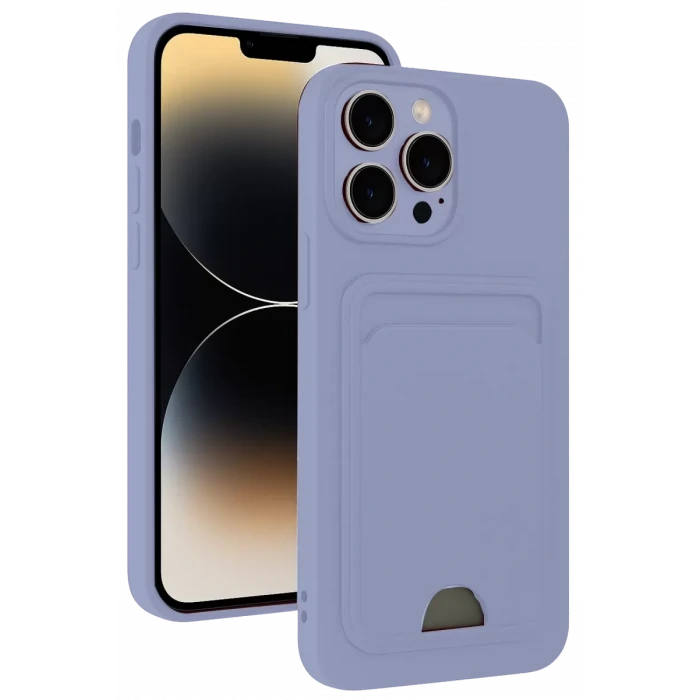 Newface Apple iPhone 13 Pro Kılıf Kelvin Kartvizitli Silikon - Lila