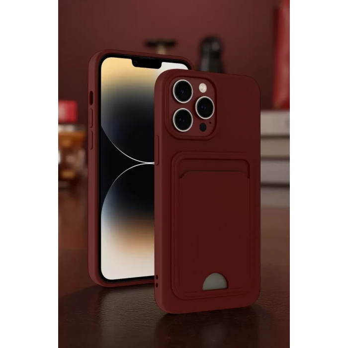 Newface Apple iPhone 13 Pro Kılıf Kelvin Kartvizitli Silikon - Lila