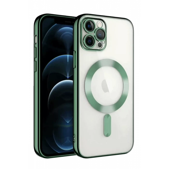 Newface Apple iPhone 13 Pro Kılıf Kross Magneticsafe Kapak - Koyu Yeşil