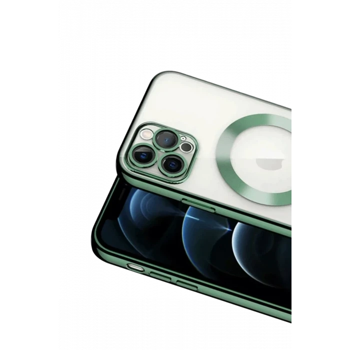 Newface Apple iPhone 13 Pro Kılıf Kross Magneticsafe Kapak - Koyu Yeşil
