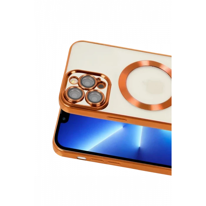 Newface Apple iPhone 13 Pro Kılıf Kross Magneticsafe Kapak - Turuncu