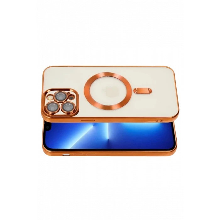 Newface Apple iPhone 13 Pro Kılıf Kross Magneticsafe Kapak - Turuncu