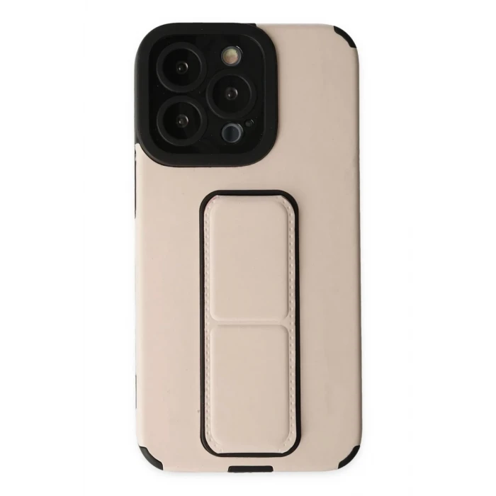 Newface Apple iPhone 13 Pro Kılıf Mega Standlı Silikon - Gold