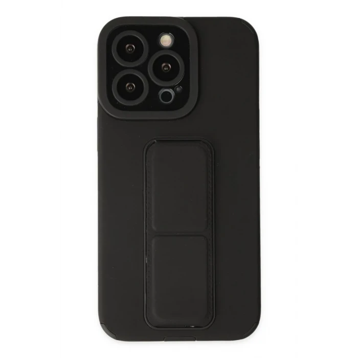 Newface Apple iPhone 13 Pro Kılıf Mega Standlı Silikon - Siyah