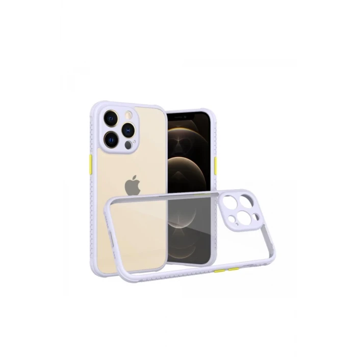 Newface Apple iPhone 13 Pro Kılıf Miami Şeffaf Silikon - Lila