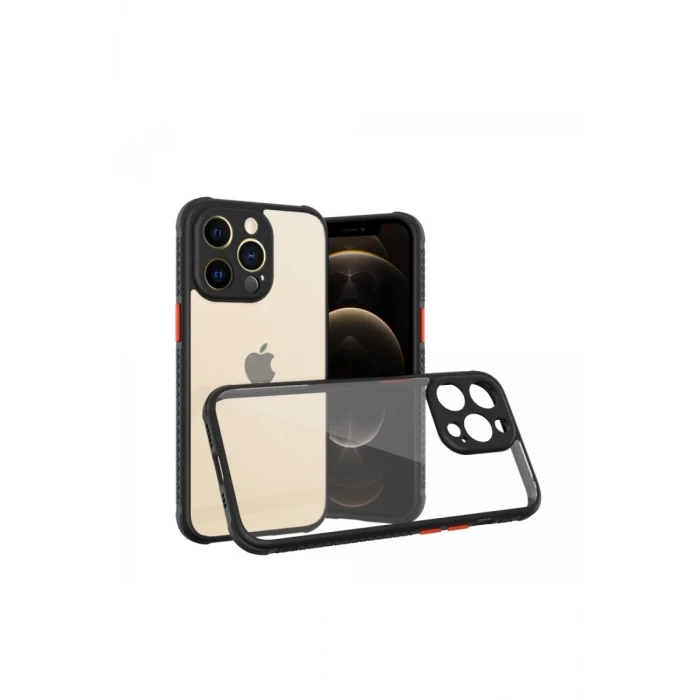 Newface Apple iPhone 13 Pro Kılıf Miami Şeffaf Silikon - Siyah