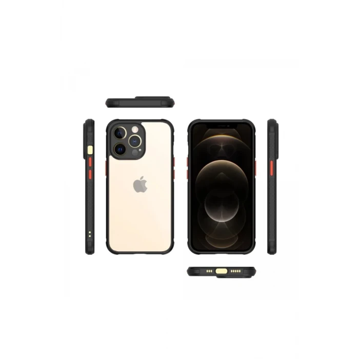 Newface Apple iPhone 13 Pro Kılıf Miami Şeffaf Silikon - Siyah