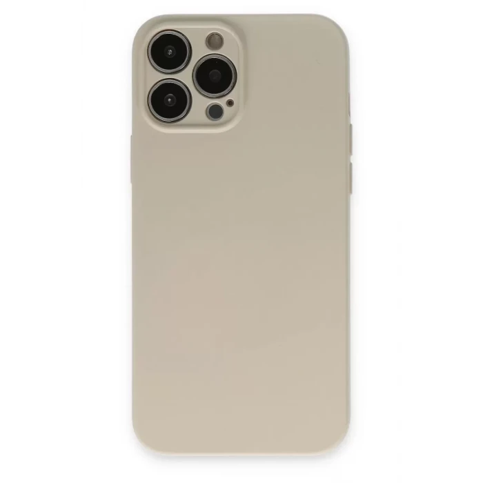 Newface Apple iPhone 13 Pro Kılıf Nano içi Kadife Silikon - Bej
