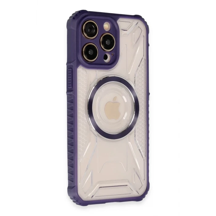 Newface Apple iPhone 13 Pro Kılıf Prag Magneticsafe Kapak - Derin Mor