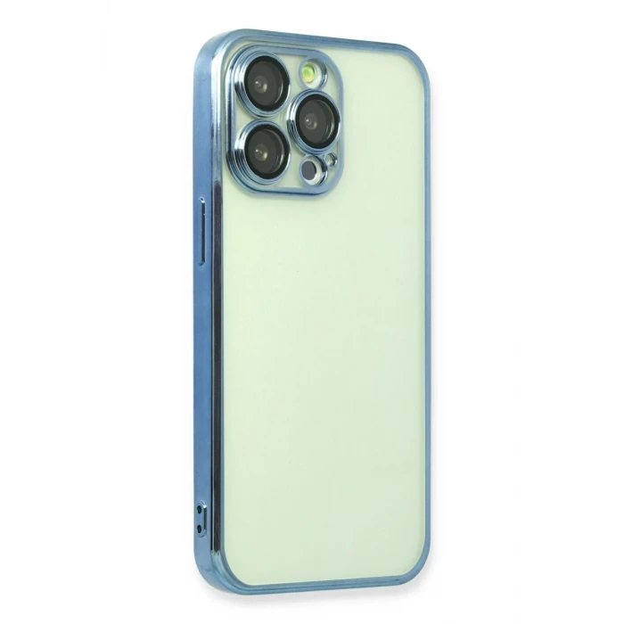 Newface Apple iPhone 13 Pro Kılıf Razer Lensli Silikon - Açık Mavi