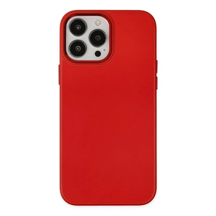 Newface Apple iPhone 13 Pro Max Kılıf Asya Deri Silikon - Kırmızı