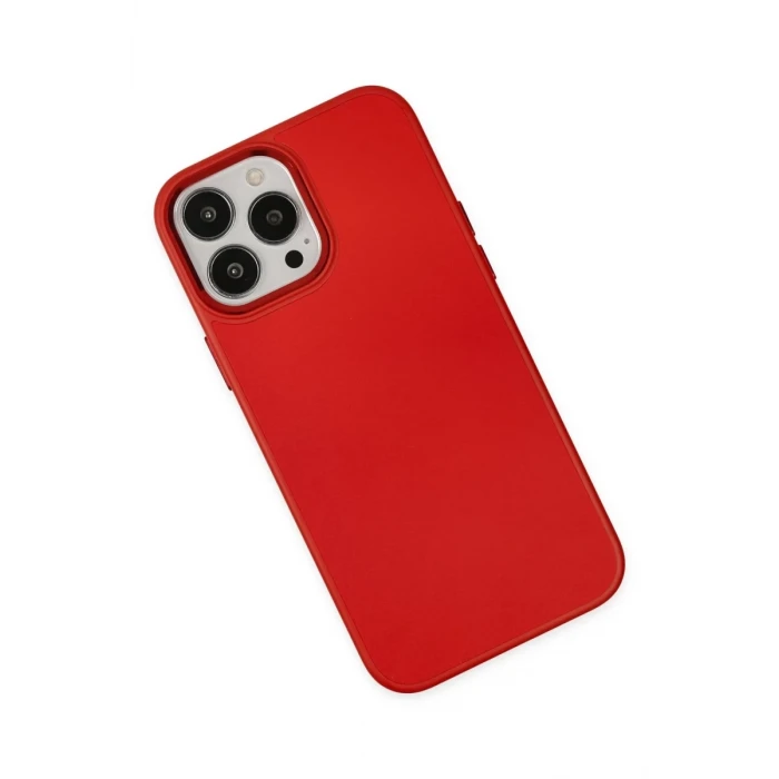 Newface Apple iPhone 13 Pro Max Kılıf Asya Deri Silikon - Kırmızı
