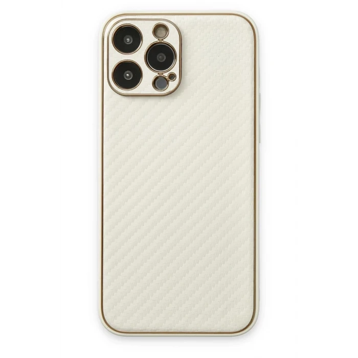 Newface Apple iPhone 13 Pro Max Kılıf Coco Karbon Silikon - Beyaz