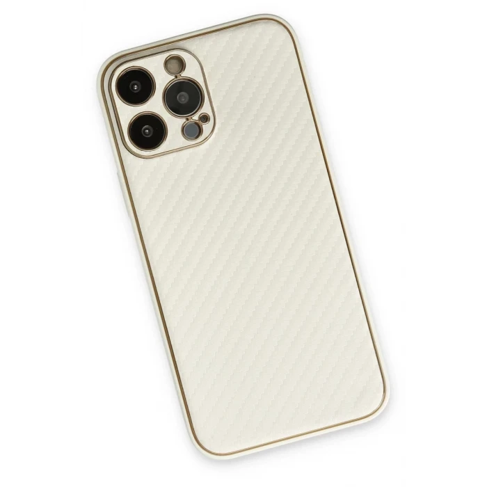 Newface Apple iPhone 13 Pro Max Kılıf Coco Karbon Silikon - Beyaz
