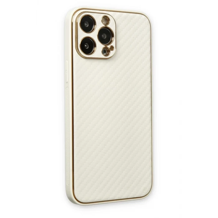 Newface Apple iPhone 13 Pro Max Kılıf Coco Karbon Silikon - Beyaz