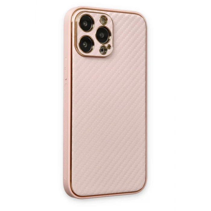 Newface Apple iPhone 13 Pro Max Kılıf Coco Karbon Silikon - Pembe