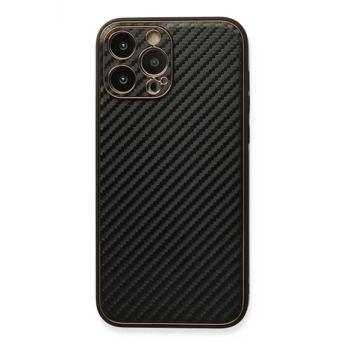 Newface Apple iPhone 13 Pro Max Kılıf Coco Karbon Silikon - Siyah