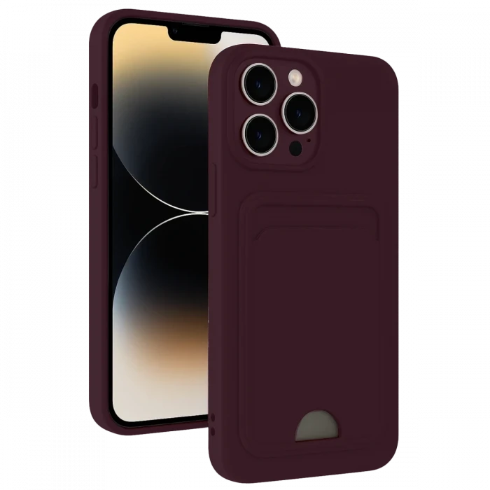 Newface Apple iPhone 13 Pro Max Kılıf Kelvin Kartvizitli Silikon - Derin Mor