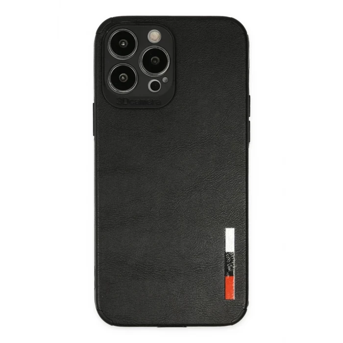 Newface Apple iPhone 13 Pro Max Kılıf Loop Deri Silikon - Siyah